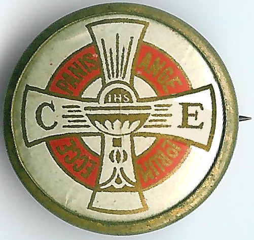 Belle Broche Religieuse émaillée - Insigne IHS Toulouse - Plaquée Or Jaune